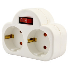 Двійник SVT Electric SVT-7392NH верикальний із заземленням та кнопкою 16А білий