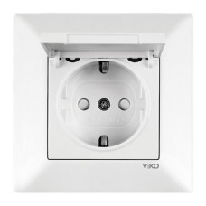 Розетка Viko 0012 Meridian із заземленням і кришкою біла