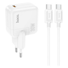 Мережевий зарядний пристрій Hoco C112A Advantage single port PD30W Type-C to Type-C білий