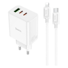 Мережевий зарядний пристрій Hoco C126A Pure power PD40W three-port 2C1A C to iP білий