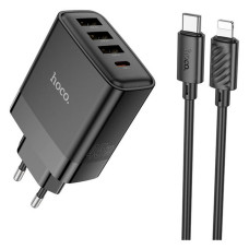 Мережевий зарядний пристрій Hoco C127A Intelligent four-port PD45W 1C3A TypeC to iP чорний