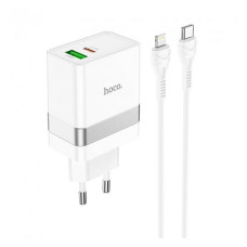 Мережевий зарядний пристрій Hoco N21 Extension Speed PD30W плюс QC3.0 Type-C to Lightning білий