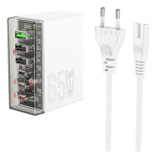 Мережевий зарядний пристрій Hoco N36 Fuerza six-port PD65W 3C3A charger EU білий