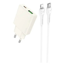 Мережевий зарядний пристрій Hoco N45 Biscuit PD30W плюс QC3.0 C to iP EU білий