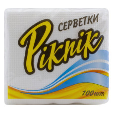 Серветки столові ПІКНИК одношарові білі 20x22см 100шт