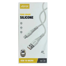 Кабель Aspor AC-28 Micro Silicone 1м білий Кабель Aspor AC-28 Micro Silicone 1м білий