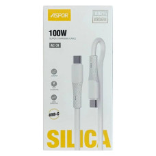 Кабель Aspor AC-31 Type-C to Type-C Silicone FC 100W 1м білий Кабель Aspor AC-31 Type-C to Type-C Silicone FC 100W 1м білий