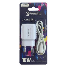 Мережевий зарядний пристрій Jokade JB020 QC 3.0 1USB 18W плюс кабель USB Type C білий Мережевий зарядний пристрій Jokade JB020 QC 3.0 1USB 18W плюс кабель USB Type C білий