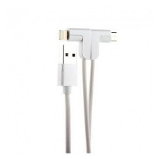 Кабель Hoco X12 2 в 1 One pull two L shape magnetic Micro USB plus Lightning довжина 1.2м білий