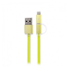 Кабель Remax Aurora RC-020t 2 в 1 Micro USB plus Lightning довжина 1м салатовий