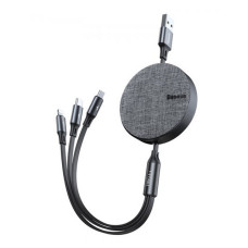 Кабель Baseus Fabrik Flexible 3 в 1 Micro USB plus Lightning plus USB Tyre-C довжина 1.2м темно-сіри
