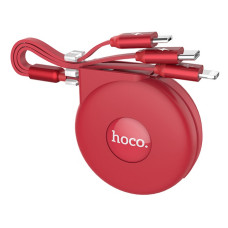 Кабель Hoco U50 3 в 1 Micro USB plus Lightning plus USB Type-C довжина 1м червоний
