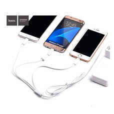 Кабель Hoco X1 3 в 1 Micro USB plus Lightning plus USB Type-C довжина 1м білий