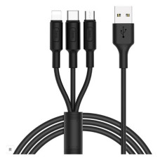 Кабель Hoco X25 3 в 1 Micro USB plus Lightning plus USB Type-C довжина 1м чорний
