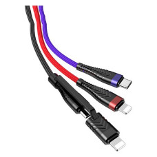 Кабель Joyroom S-M377 3 в 1 Micro USB plus Lightning plus USB Type-C довжина 1.5м чорний