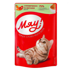 Павуч МЯУ желе яловичина та овочі корм для котів 85г
