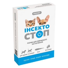 Краплі Природа Provet ІНСЕКТОСТОП для кошенят цуценят до 3кг від зовнішніх паразитів на загривку 6 п