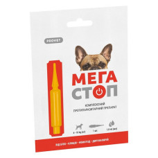 Краплі Природа Provet МЕГАСТОП для собак від 4 до 10кг від зовнішніх та внутрішніх паразитів 1 піп 1
