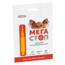 Краплі Природа Provet МЕГАСТОП для собак до 4кг від зовнішніх та внутрішніх паразитів 1 піпетка 0.5м