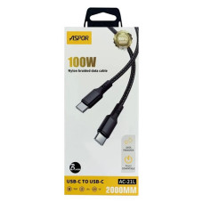 Кабель Aspor AC-21L Nylon Type-C to Type-C 100W 2м чорний