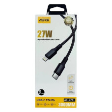 Кабель Aspor AC-22XL Nylon Type-C to Lightning Silicone 27W 3м чорний