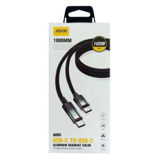 Кабель Aspor A088 Nylon Charge Type-C to Type-C 27W 1м чорний
