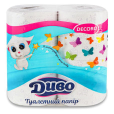 Туалетний папір Диво DECORO 2 шари 4 рулони білий Туалетний папір Диво DECORO 2 шари 4 рулони білий