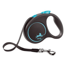Рулетка Flexi Black Design для собак стрічка розмір S 5м синя