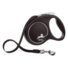 Рулетка Flexi Black Design для собак стрічка розмір M 5м чорна