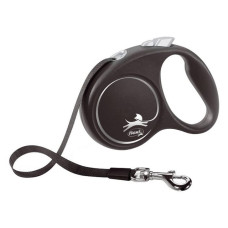 Рулетка Flexi Black Design для собак стрічка розмір S 5м чорна