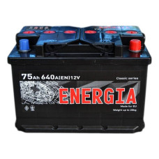 Акумулятор Energia 75Ah Ев мінус/плюс 640EN 278x175х190