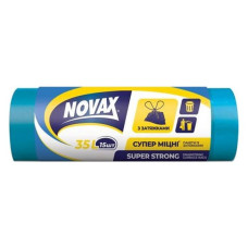 Пакети для сміття Novax з затяжками 35л 15шт синій