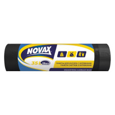 Пакети для сміття Novax з затяжкою 35л 15шт чорний