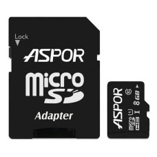Карта пам'яті Aspor 8GB MicroSDHC Class 10 плюс SD adapter