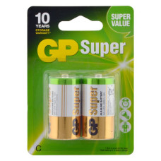 Батарейка GP Super лужна ALKALINE 1.5V 14A-U2 LR14 C на блістері 2шт