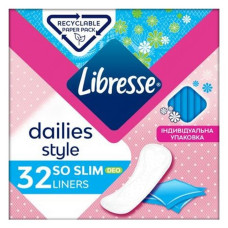 Щоденні гігієнічні прокладки Libresse Dailies Style Normal Deo 32шт Щоденні гігієнічні прокладки Libresse Dailies Style Normal Deo 32шт