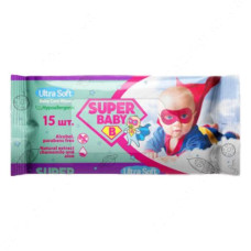 Серветки вологі Super Baby SuperPack Ромашка та Алое віра 15шт