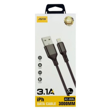 Кабель Aspor AC-26XL USB Lightning 3.1A / 3м Textile чорний Кабель Aspor AC-26XL USB Lightning 3.1A / 3м Textile чорний