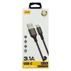 Кабель Aspor AC-27XL USB to Type-C 3.1A Textile 3м білий Кабель Aspor AC-27XL USB to Type-C 3.1A Textile 3м білий