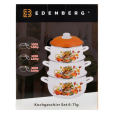 Набір каструль Edenberg емаль Succulents 3-пр 1.6/2.3/3л індукція EB-1886