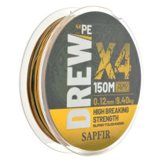 Шнур SAPFIR DREW X4 150м x 0.12мм тест 9.4кг