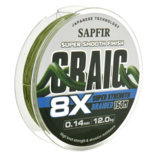 Шнур SAPFIR GRAIG 8X 150мх0.14мм тест 12кг