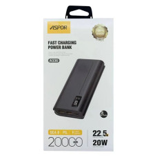 Портативний зарядний пристрій Aspor A336 Fast Charge 4.0 20000mAh 22.5W чорний
