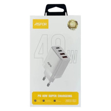 Мережевий зарядний пристрій Aspor A833 PD FC 40W 2USB-C плюс 2USB-A білий