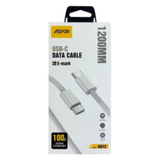 Кабель Aspor A012 Type-C to Type-C E-mark Nylon 100W 1.2м білий
