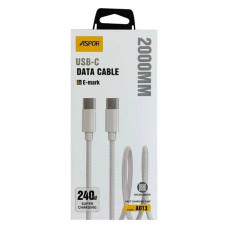 Кабель Aspor A013 Type-C to Type-C E-mark Nylon 230W 2м білий