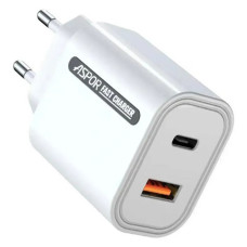 Мережевий зарядний пристрій Aspor A806 FC USB/USB-C/33W білий