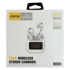 Bluetooth навушники Aspor A630 TWS Earbuds with Touch Screen білий