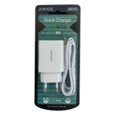 Мережевий зарядний пристрій Jokade JB050 QC 3.0 18W USB-A плюс USB Lightning білий Мережевий зарядний пристрій Jokade JB050 QC 3.0 18W USB-A плюс USB Lightning білий