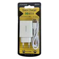 Мережевий зарядний пристрій Jokade JB050 QC 3.0 18W USB-A плюс USB Type-C білий Мережевий зарядний пристрій Jokade JB050 QC 3.0 18W USB-A плюс USB Type-C білий